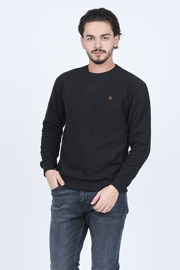 Erkek Bisiklet Yaka Sweatshirt 6240101 Siyah