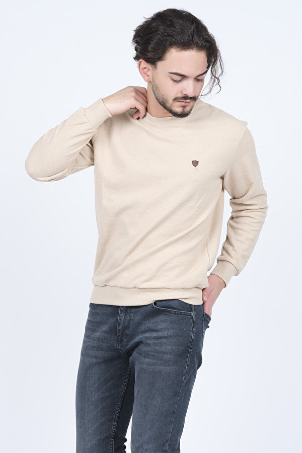 Erkek Bisiklet Yaka Sweatshirt 6240101 Bej