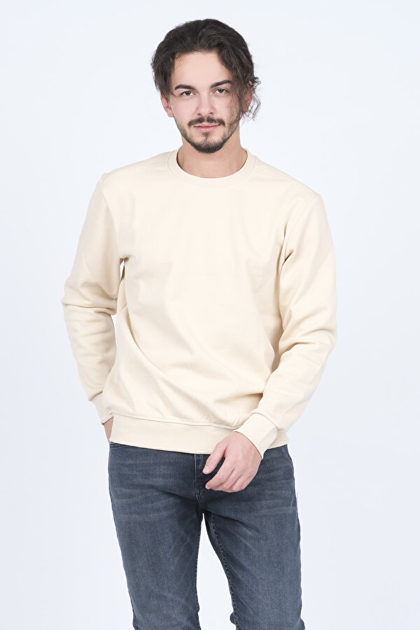 Erkek Bisiklet Yaka Sweatshirt 62422106 Bej