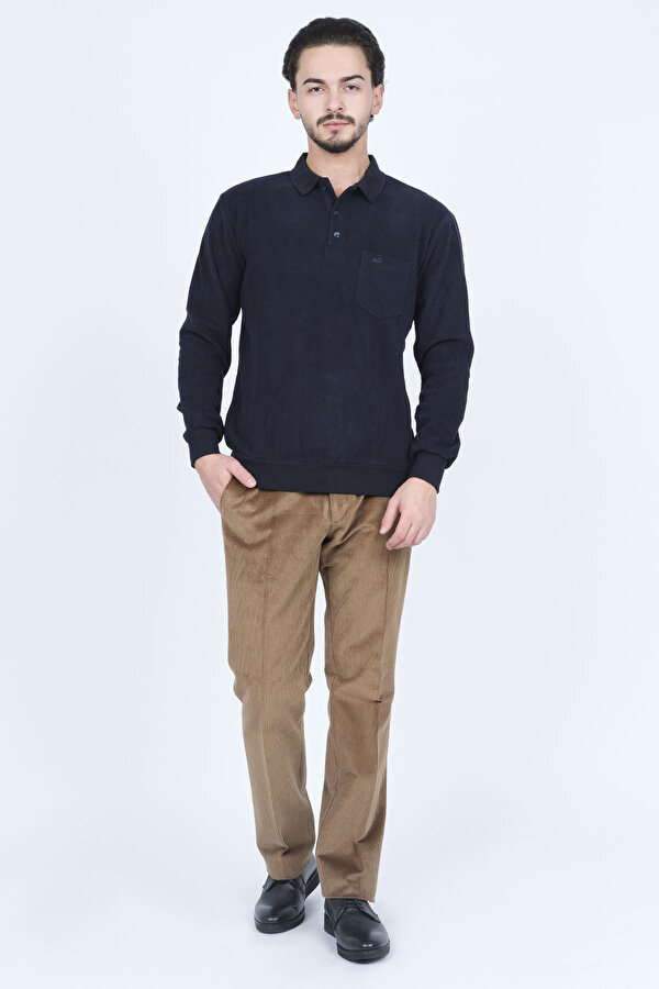 Erkek Cep Detaylı Polo Yaka Triko Sweat 6741280 Lacivert
