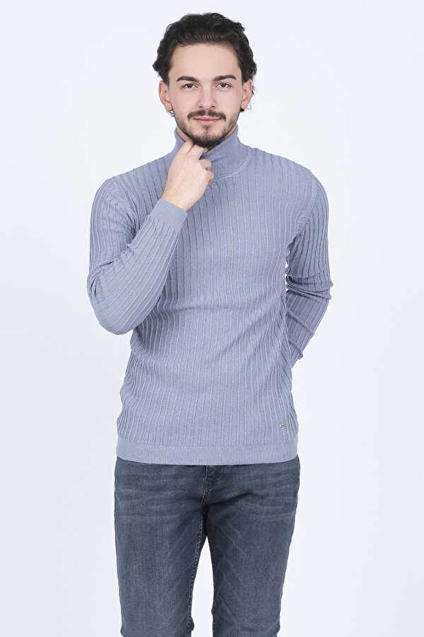 Erkek Fitilli Tam Balıkçı Triko Yün Kazak 67822887 Indigo