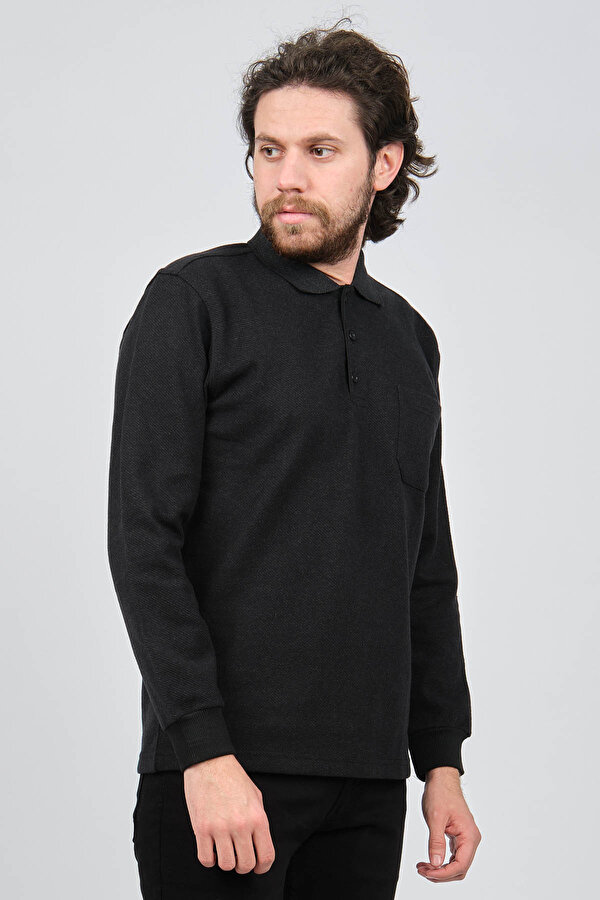 Erkek Cep Detaylı Polo Yaka Sweat 42544244 Siyah