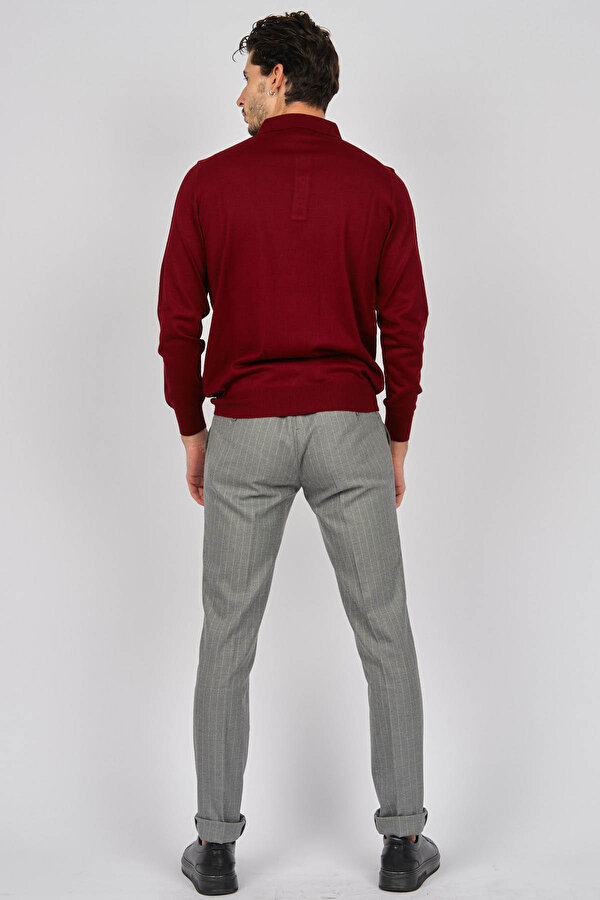 Erkek Baklava Desenli Yün Kazak 4536034 Bordo