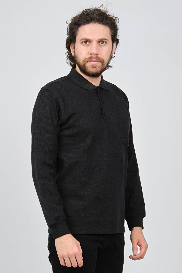 Erkek Cep Detaylı Polo Yaka Sweat 42544244 Siyah