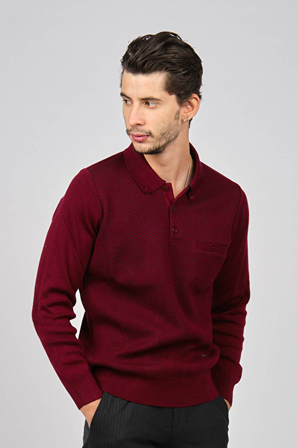 Erkek Polo Yaka Kazak 6080013 Bordo