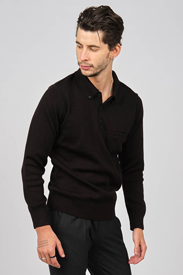 Erkek Polo Yaka Kazak 6081214 Siyah