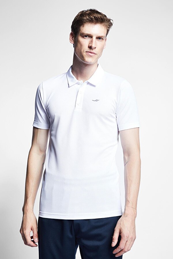 23S-1275-23B Beyaz Erkek Kısa Kollu Polo Yaka T-Shirt