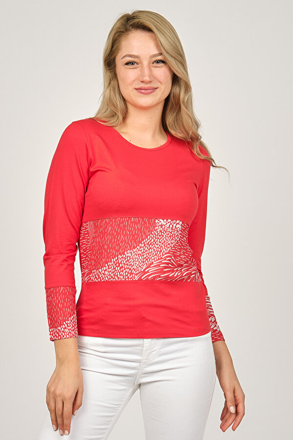 Kadın Uzun Kollu Penye Bluz 6699448 Mercan