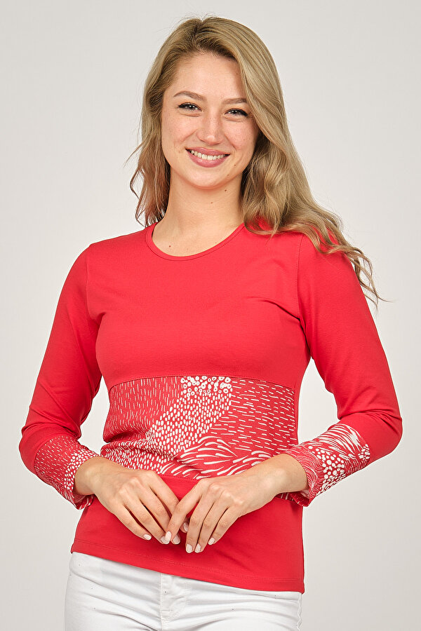 Kadın Uzun Kollu Penye Bluz 6699448 Mercan