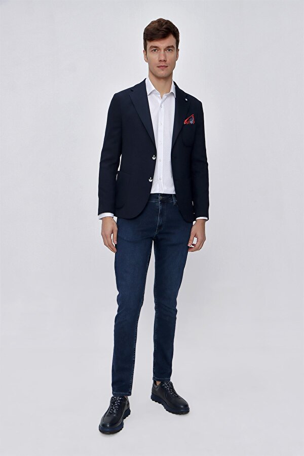 Erkek Olga Örme Slim Fit Dar Kesim Torba Cep 6 Drop Ceket 2016 Lacivert