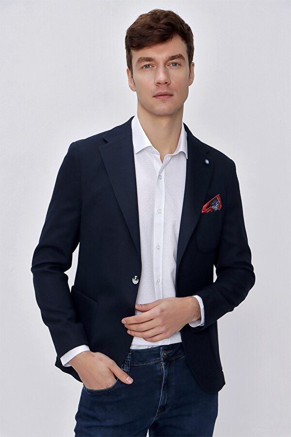 Erkek Olga Örme Slim Fit Dar Kesim Torba Cep 6 Drop Ceket 2016 Lacivert