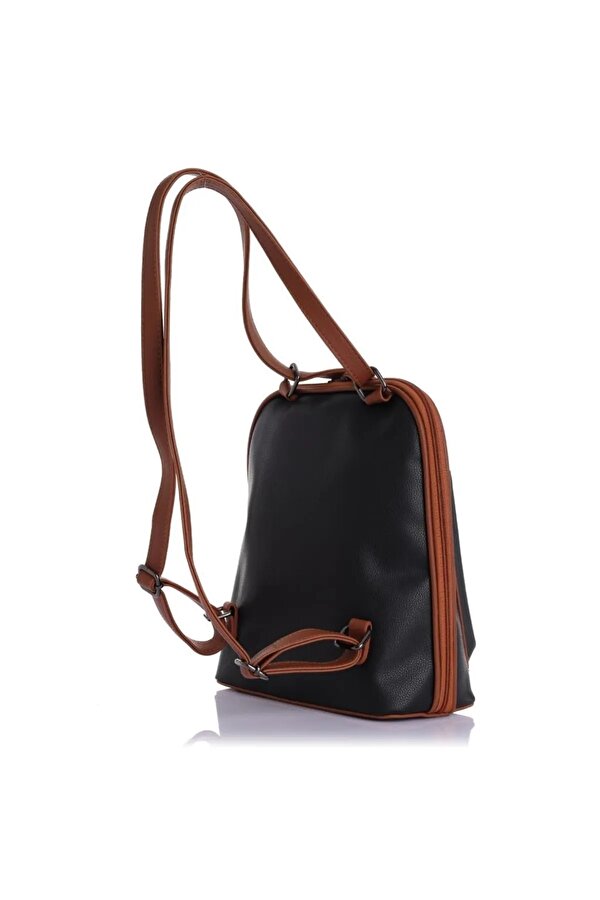 MİAMİ POLO 1206 ARDIÇ DERİ KADIN SIRT ÇANTA BAYAN OMUZ ÇANTA SİYAH-TABA