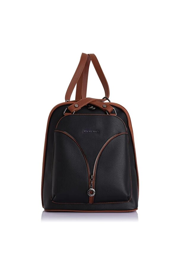 MİAMİ POLO 1206 ARDIÇ DERİ KADIN SIRT ÇANTA BAYAN OMUZ ÇANTA SİYAH-TABA