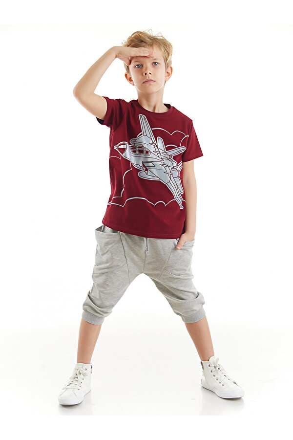 Uçak Erkek Çocuk T-shirt Kapri Şort Takım