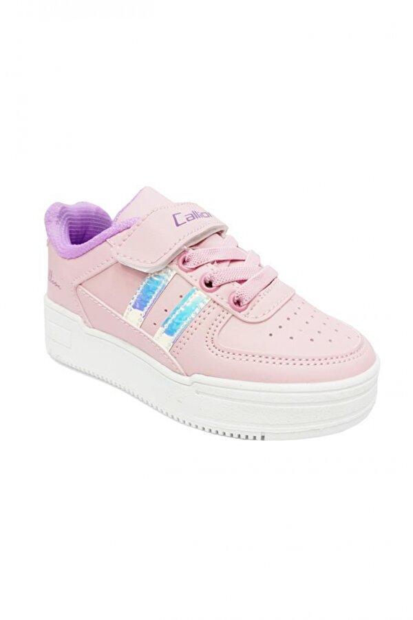 2024-P Deri Kız Çocuk Sneakers Ayakkabı Pembe Lila