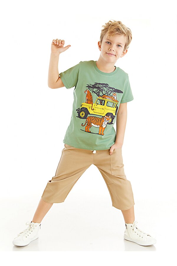 Safari Erkek Çocuk T-shirt Gabardin Şort Takım