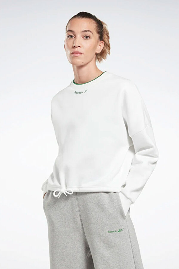 RIE FLEECE Crew Beyaz Kadın Sweatshirt