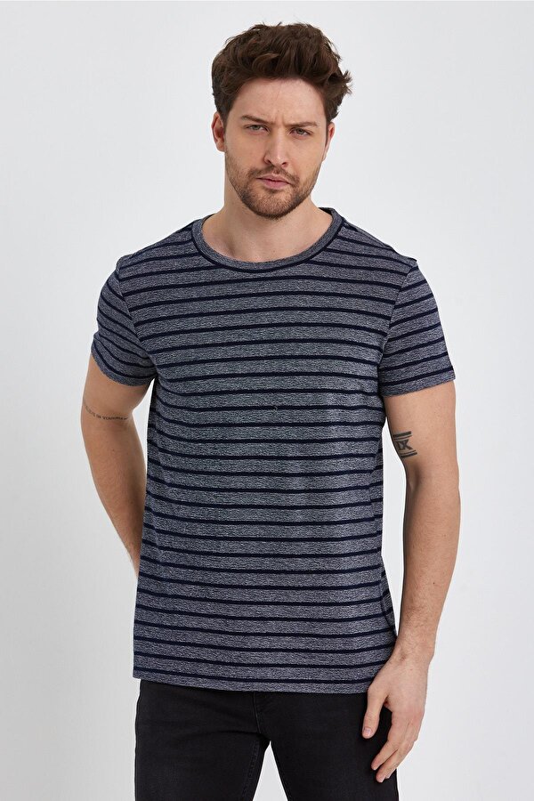 ALEXANDERGARDI ÇİZGİLİ BİSİKLET YAKA T-SHİRT (138281)