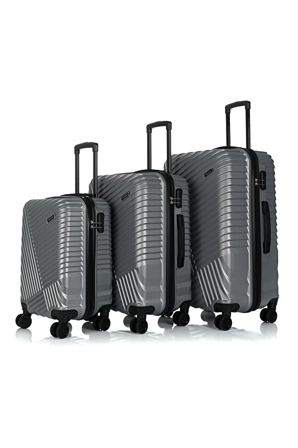 Unisex 3 Lü Valiz Seti Gümüş