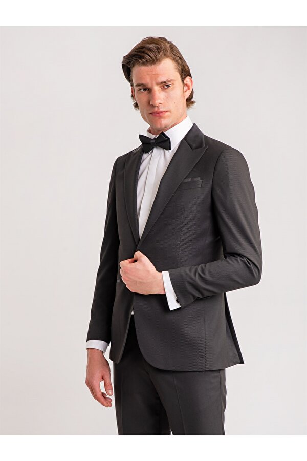 Siyah Erkek Modern Fit Mono Yaka Smokin Takım - 61300
