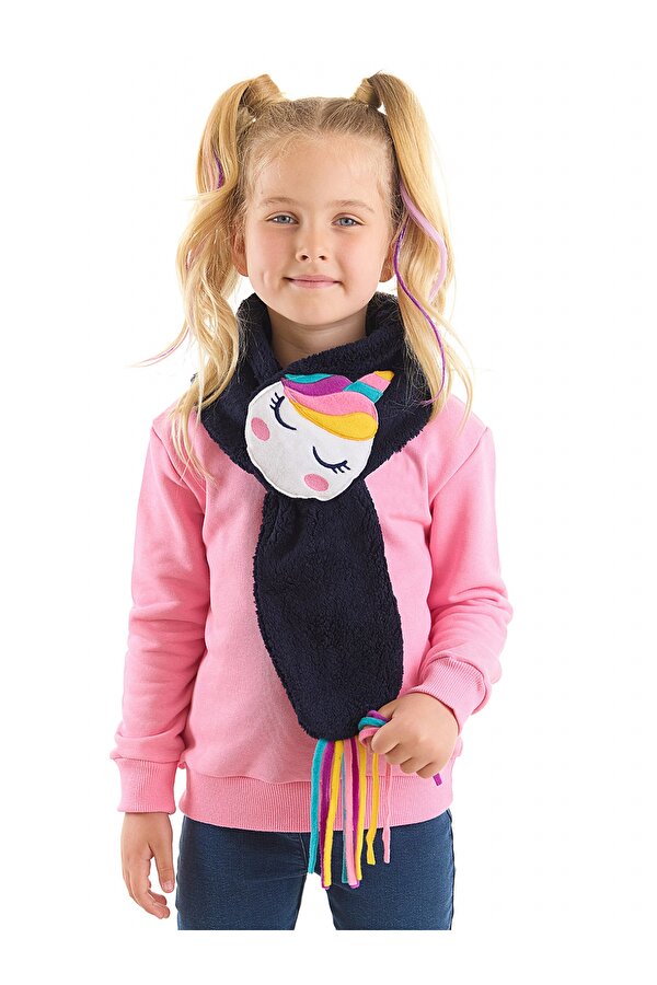 Unicorn Lacivert Kız Çocuk Peluş Atkı