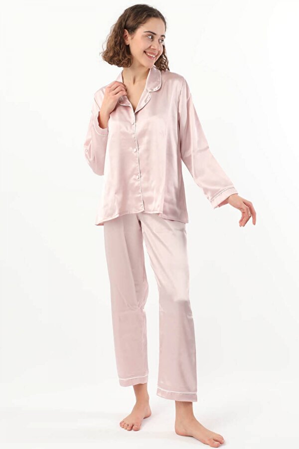 Kadın Biyeli Saten Pijama Takımı