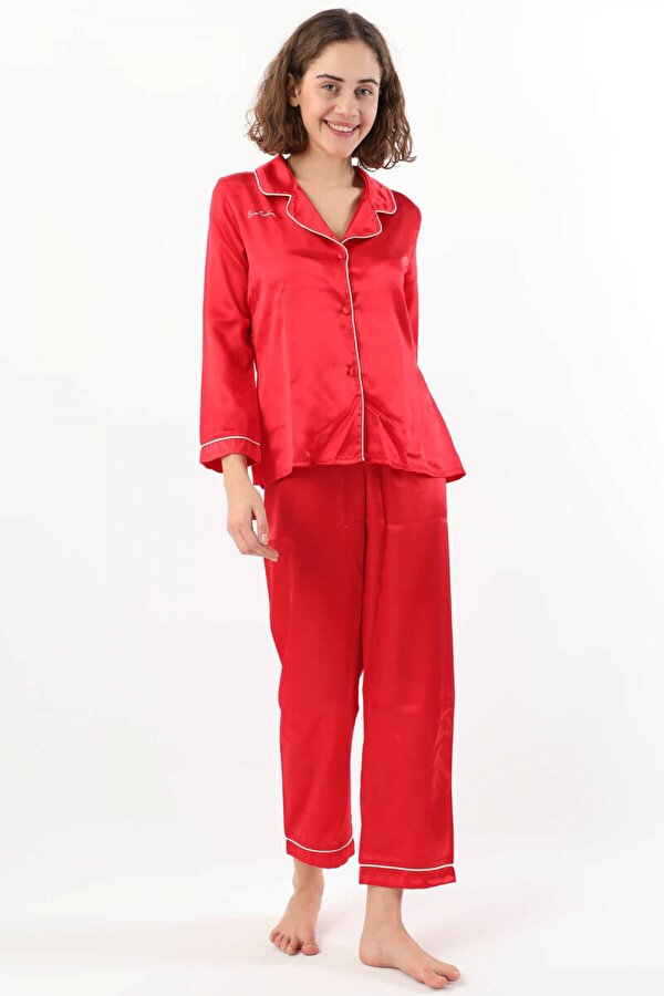 Kadın Biyeli Saten Pijama Takımı