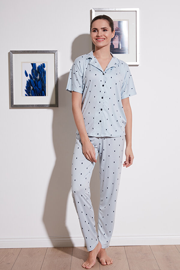 Bayan Pijama Takımı 6097515 AÇIK MAVİ