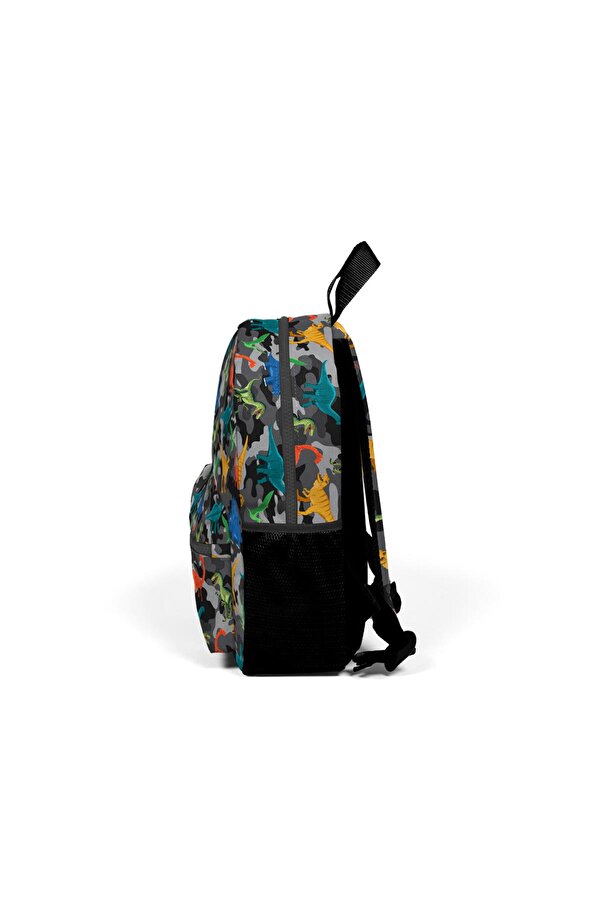 Kids Gri Kamuflaj Dinazor Desenli İki Bölmeli Yuva Sırt Çantası 23350