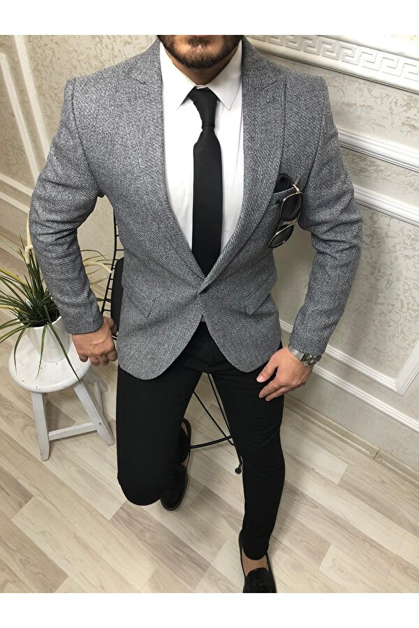 Tomıross Erkek İtalyan Kesim Tek Ceket Slim Fit DPCLSS-1219