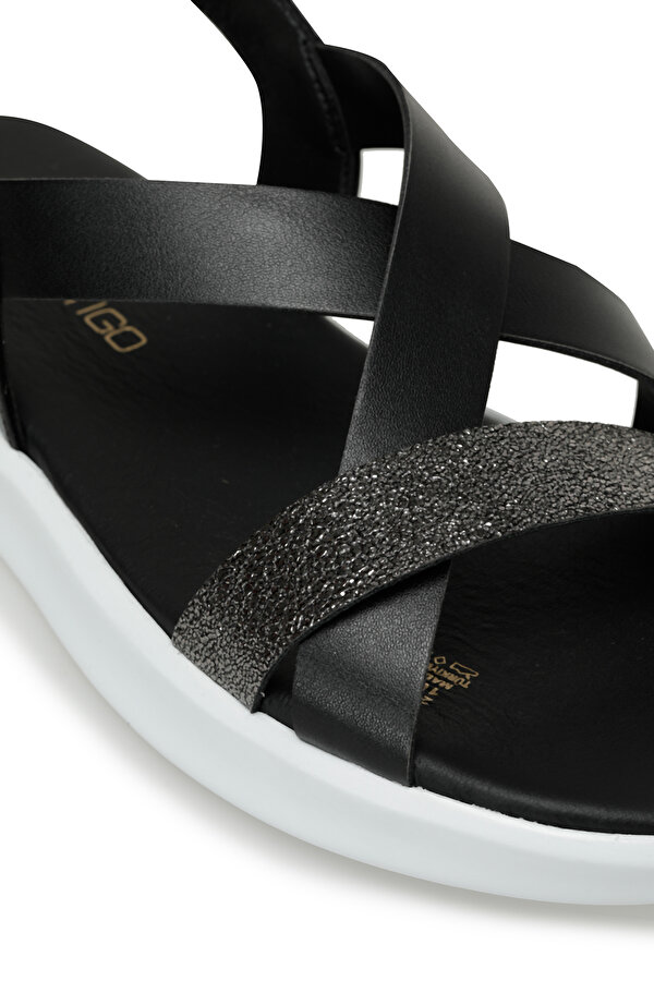 23S-195 3FX Siyah Kadın Düz Sandalet