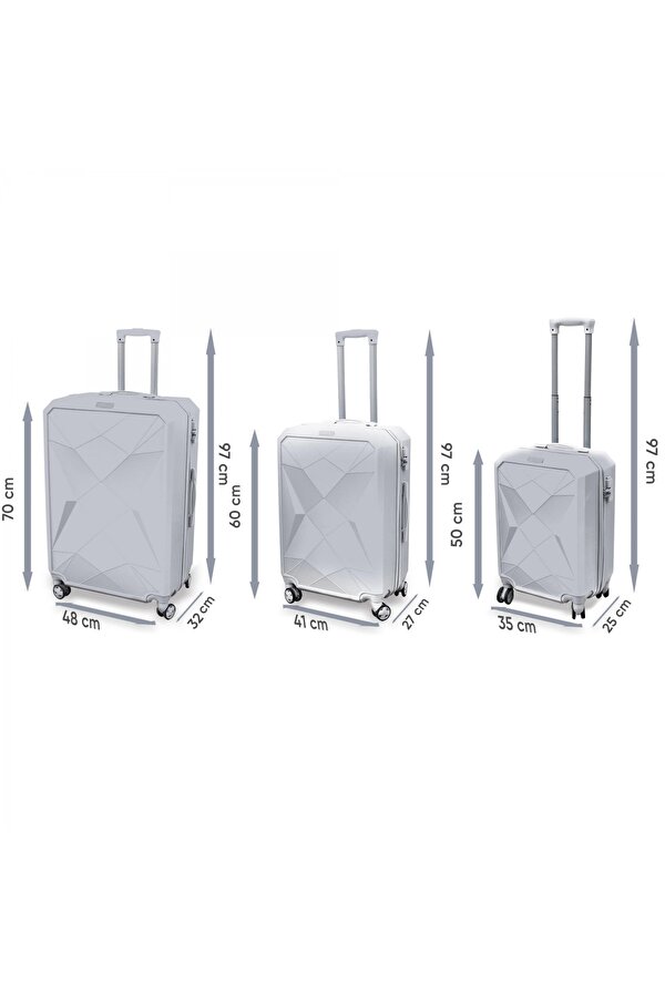 Diamond ABS Gümüş 3 lü Valiz Seti 16615