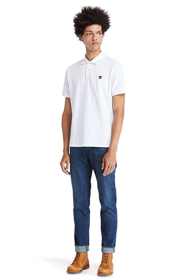TFO Chest Logo Polo Beyaz Erkek Kısa Kol T-Shirt