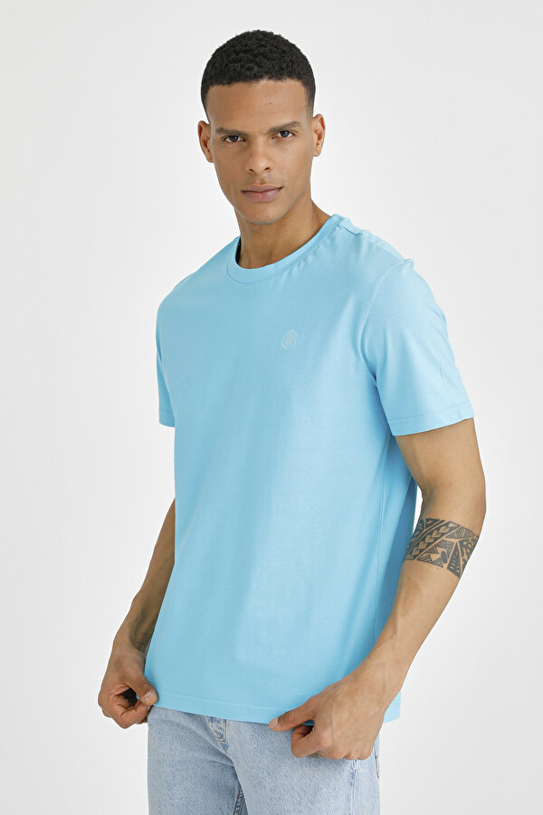 T-SHIRT BASIC SMALL LOGO BLUE Man Sleeve T-Sh