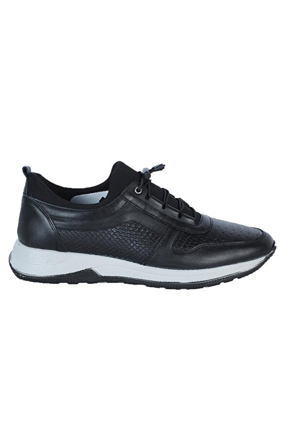 8787 Siyah Nopa Deri Erkek Sneaker Ayakkabı