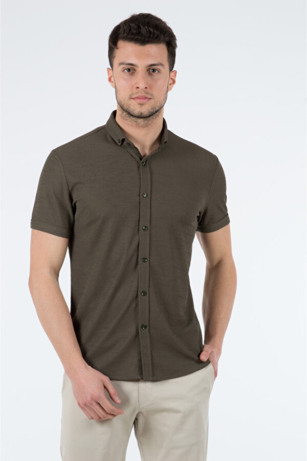 Erkek Slim Fit Gömlek 12301 Haki