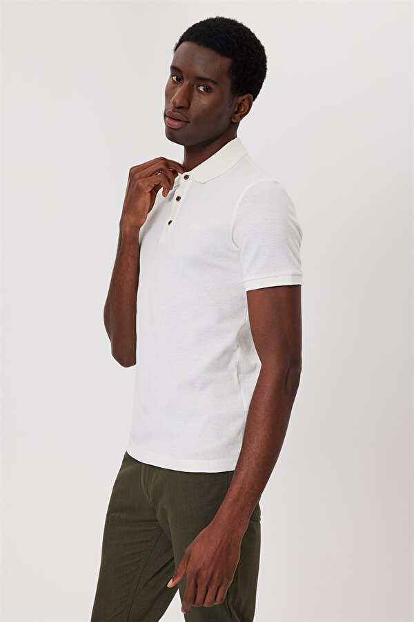 Erkek Tylen Polo Yaka T-Shirt 242059 Ekru