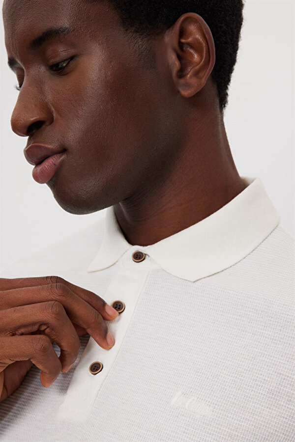 Erkek Tylen Polo Yaka T-Shirt 242059 Ekru