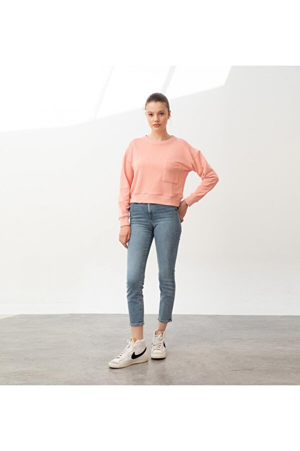 Baldur Crop Sweatshirt Tozlu Pembe