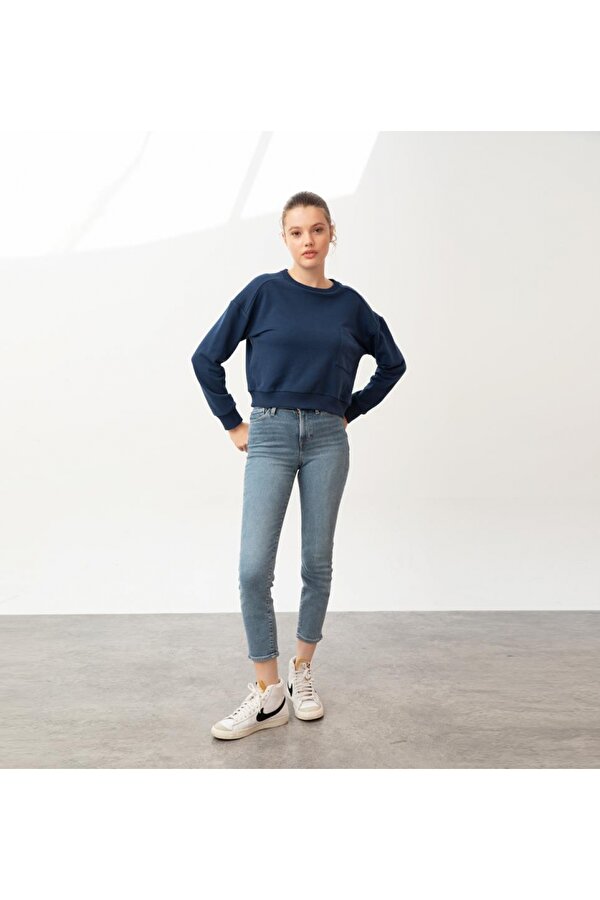 Baldur Crop Sweatshirt Lacivert
