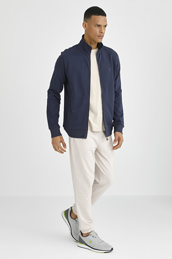 FULL ZIP SWEATSHIRT BASIC NAVY BLUE Man Sweatshirt