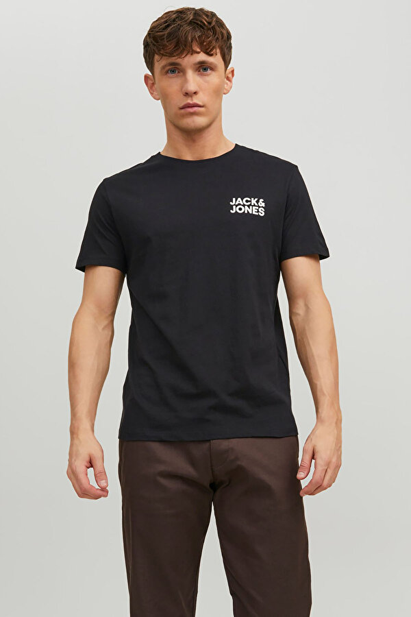 Erkek Jjecorp Baskı Detaylı Bisiklet Yaka T-Shirt 12151955 Siyah