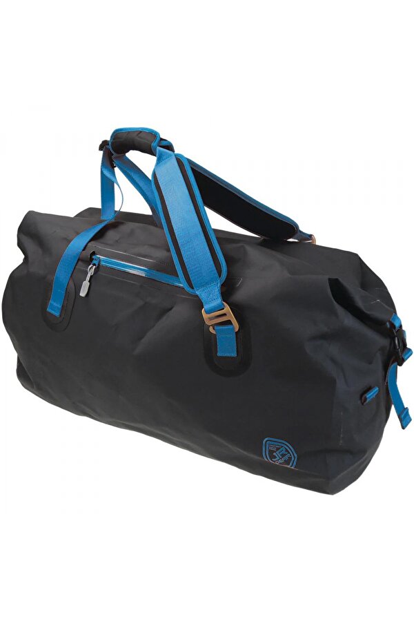 Roll Top Vinyl Duffel Su Geçirmez Spor Çanta 65 Litre-SİYAH-MAVİ