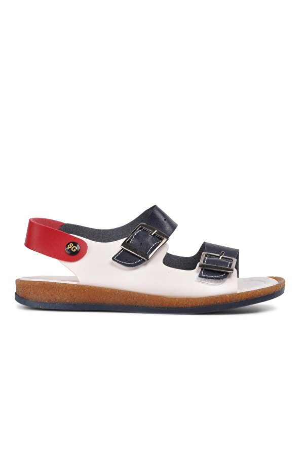 006-P Lacivert-Beyaz-Kırmızı Comfort Erkek Çocuk Sandalet