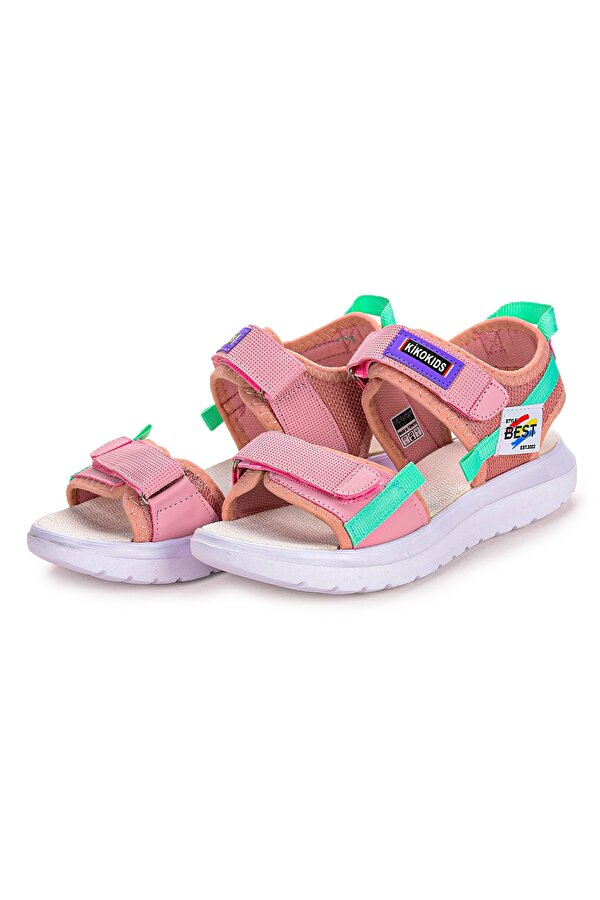 Cırtlı Yürüyüş Kız/Erkek Çocuk Sandalet 200 Pudra - Yeşil