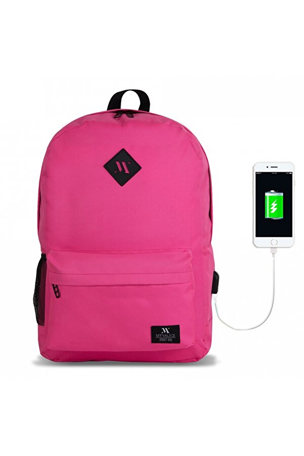 Smart Bag Specta Usb Şarj Girişli Akıllı Sırt Çantası Pembe