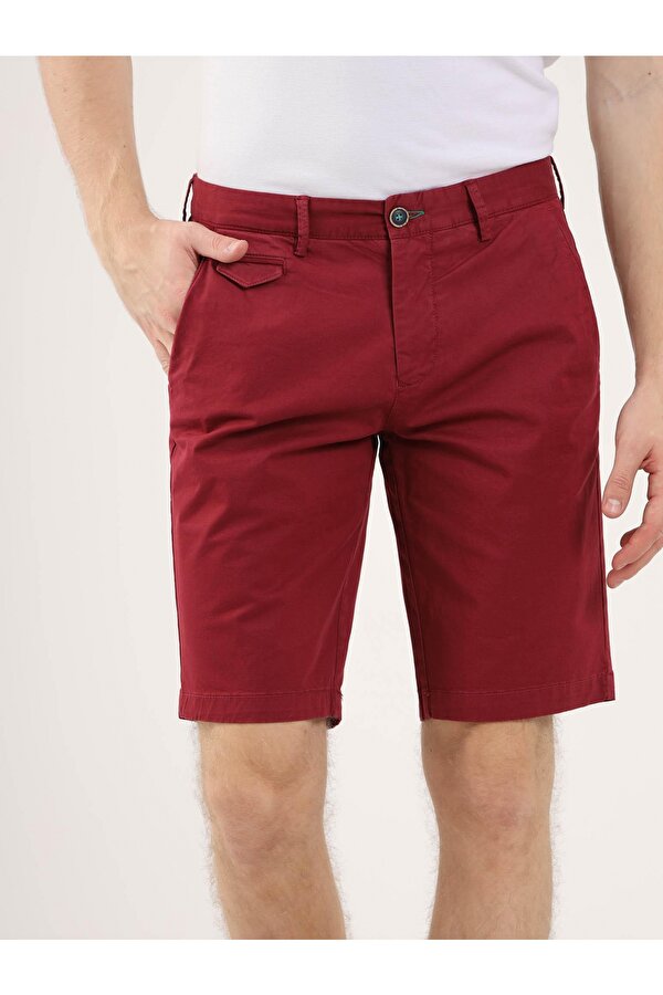 Bordo Erkek Slim Fit Düz Casual Short - 89565