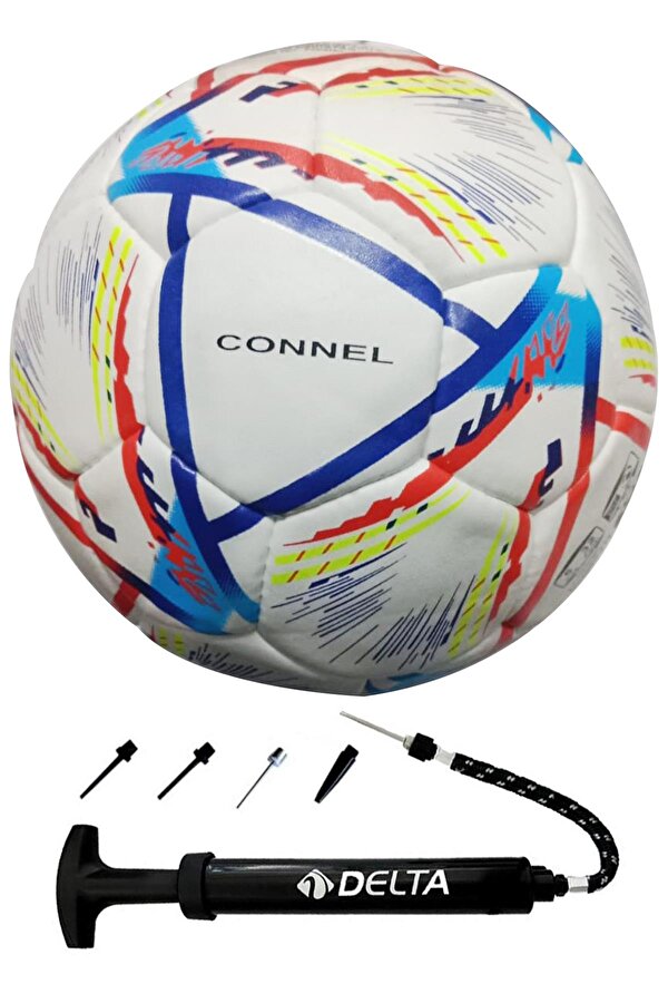 Connel El Dikişli 5 Numara Dura-Strong Futbol Topu + Çok Fonksiyonlu Top Pompası İkili Set