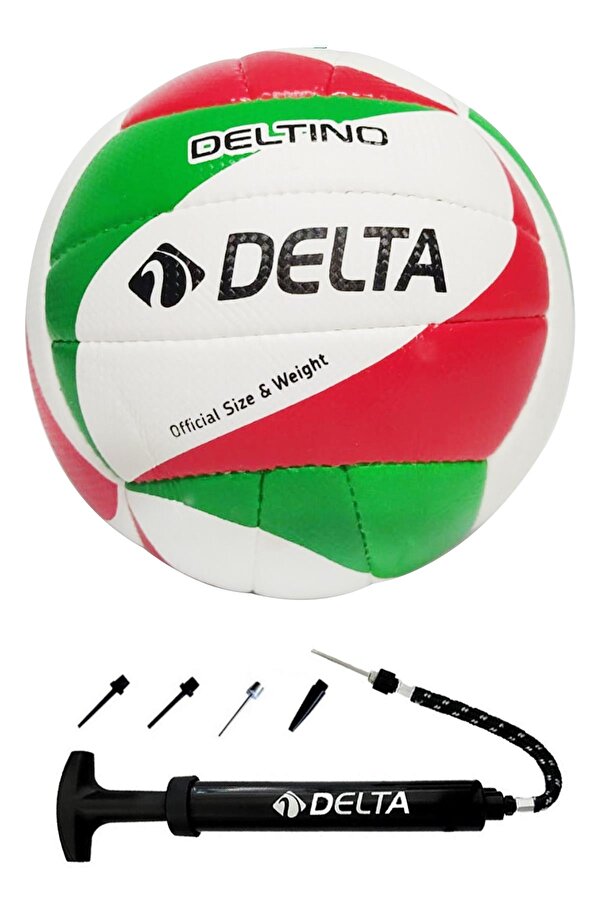 Deltino Özel El Dikişli 5 Numara Voleybol Topu + Çok Fonksiyonlu Top Şişirme Pompası Seti