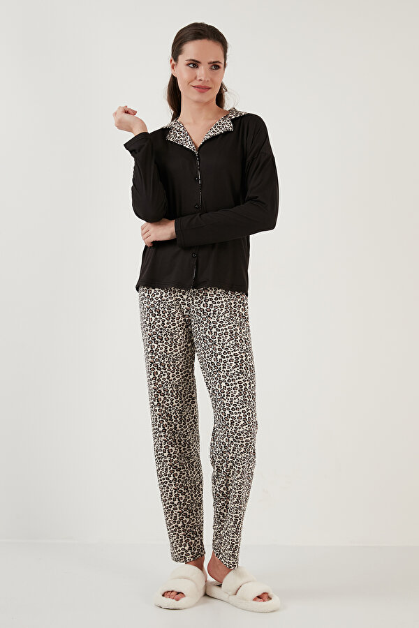Bayan Pijama Takımı 6097520 LEOPAR-SİYAH